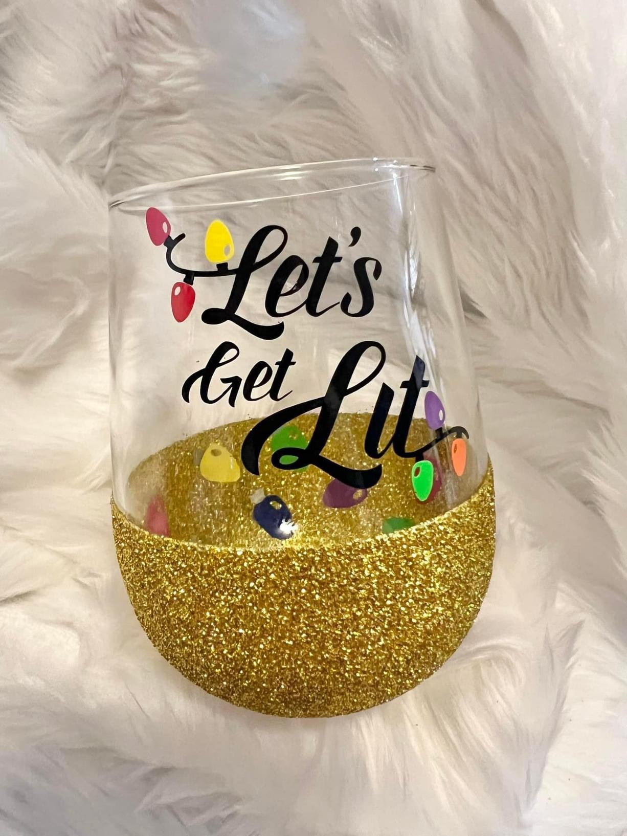 Glitter Wine Glass - Lets Get Lit